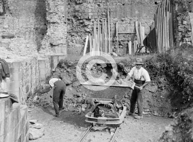 Workmen at Rievaulx Abbey, Rievaulx, Ryedale, North Yorkshire, 1924-1929. Creator: Marjory L Wight.