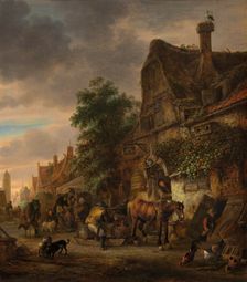 Workmen before an Inn, 1645. Creator: Isaac van Ostade