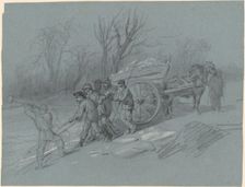 Workmen Gathering Ice at the Water's Edge, c. 1850. Creator: Hippolyte Lalaisse