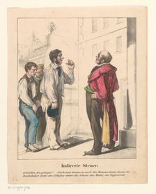 Workmen in line with a client, 1860-1865. Creator: Anon