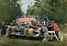Workmen's canteen in a village, Russia, c1890. Artist: Gillot