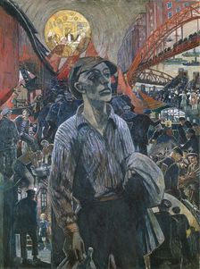 Worker of a Hamburg Shipyard (Hamburg Comrade), 1928. Creator: Vogeler, Heinrich (1872-1942)