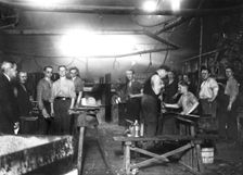 Workers at Trelleborgs glassworks, Trelleborg, Sweden, 1934. Creator: Unknown