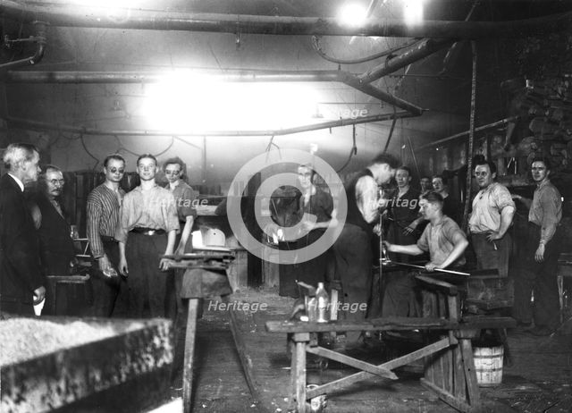 Workers at Trelleborgs glassworks, Trelleborg, Sweden, 1934. Creator: Unknown.
