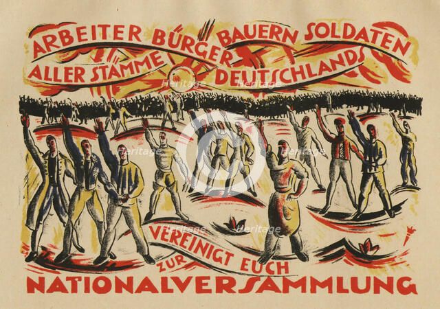 Workers, citizens, farmers, soldiers of all tribes in Germany unite in the National Assembly, 1919. Creator: Klein, César (1876-1954).