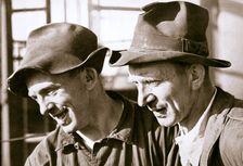 Workers contented at having found work, Germany, 1936