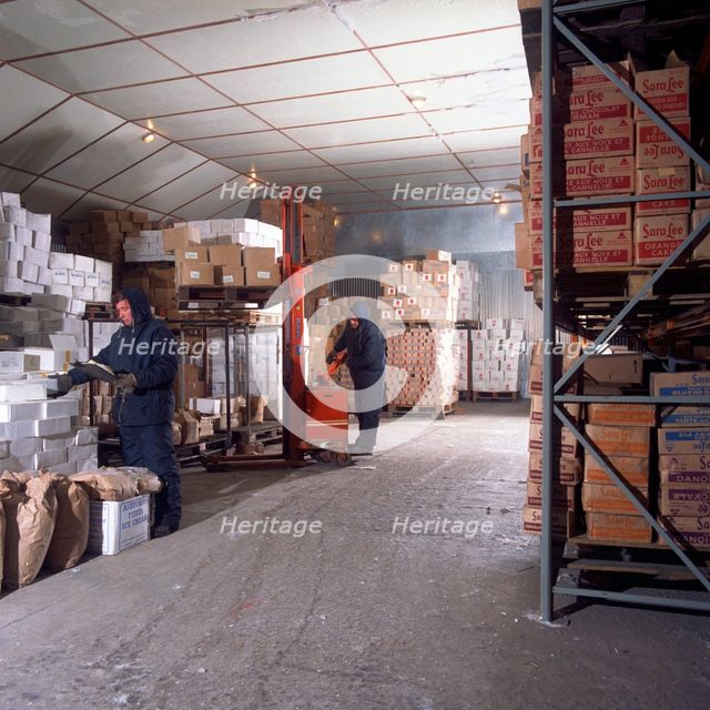Workers in a cold store at Modern Foods, Mexborough, South Yorkshire, 1973. Artist: Michael Walters