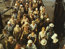 Workers leaving Pennsylvania shipyards, Beaumont, Texas, 1943. Creator: John Vachon