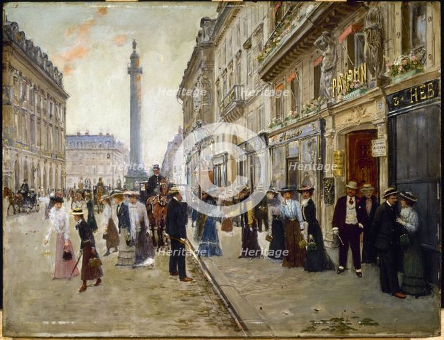 Workers leaving the Maison Paquin, c1900. Creator: Jean Beraud.