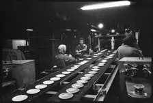 Workers on the shop floor, Wear Flint Glass Works, Alfred Street, Millfield, Sunderland, 1961. Creator: Eileen Deste