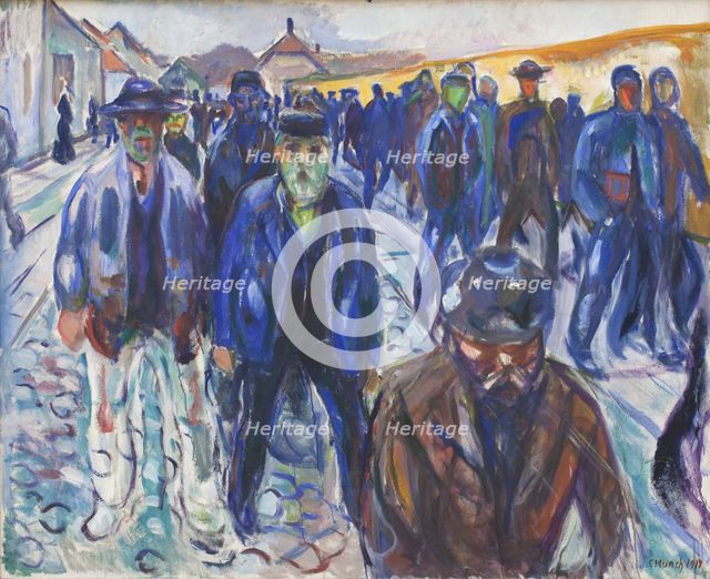 Workers on their Way Home; Workers Coming Home, 1914. Creator: Edvard Munch.