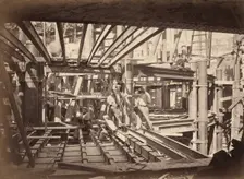Workers on Girders of Auditorium, New Paris Opera, c. 1867. Creators: Louis-Emile Durandelle, Hyacinthe César Delmaet