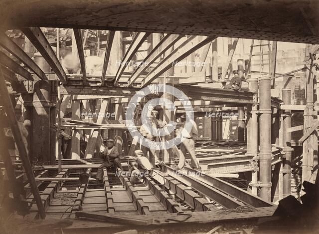Workers on Girders of Auditorium, New Paris Opera, c. 1867. Creators: Louis-Emile Durandelle, Hyacinthe César Delmaet.