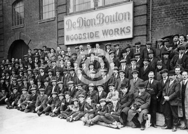 Workers outside the British De Dion Bouton works, early 1920s. Artist: Unknown