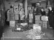 Working with bristles in a warehouse, London, 1938