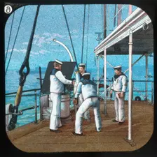 Working a 3-pounder -- H.M.S. Blake c1900. Creator: Unknown