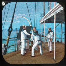 Working a 3-pounder -- H.M.S. Blake c1900. Creator: Unknown