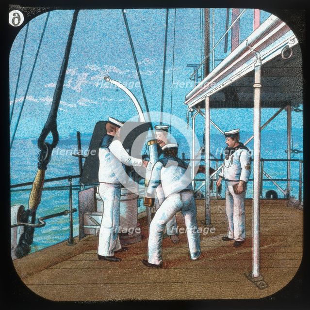 'Working a 3-pounder -- H.M.S. Blake', c1900. Creator: Unknown.