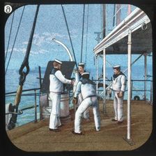 Working a 3-pounder -- H.M.S. Blake c1900. Creator: Unknown