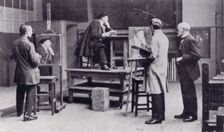 Working from life in the men's painting school. Creator: Unknown