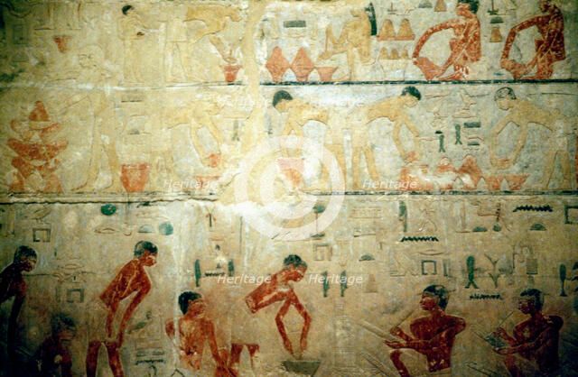 Working life in Ancient Egypt, wall painting from an artisan's tomb at Saqqara. Artist: Unknown