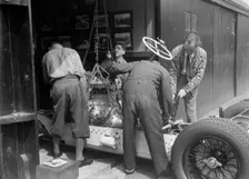 Working on Raymond Mays Vauxhall-Villiers, c1930s. Artist: Bill Brunell