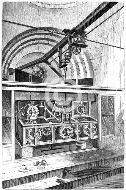 Working parts of the clock at the Royal Exchange, London, 1866. Artist: Unknown