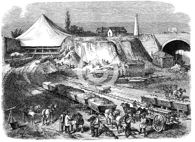 Works for the construction of the Western Railway Station in Paris, the French railways, in Decem…