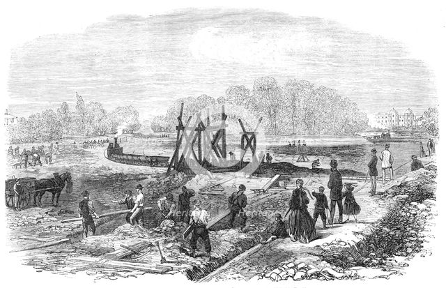 Works in the bed of the Regent's Park Lake, 1868. Creator: Unknown.