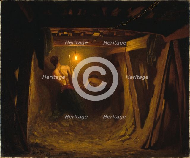 Works on metro line 1; trench under the Place de l'Etoile, between 1899 and 1902. Creator: Gaston Brun.