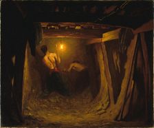 Works on metro line 1; trench under the Place de l'Etoile, between 1899 and 1902. Creator: Gaston Brun