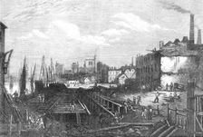 Works of the Southern Embankment of the Thames at Lambeth, 1868. Creator: Unknown