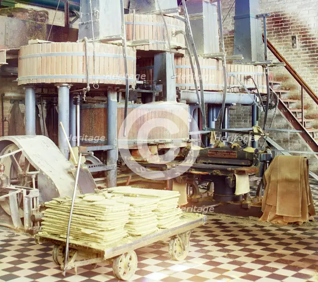 Workshop for extracting cotton oil, Murgab Estate, Bairam-Ali, between 1905 and 1915. Creator: Sergey Mikhaylovich Prokudin-Gorsky.
