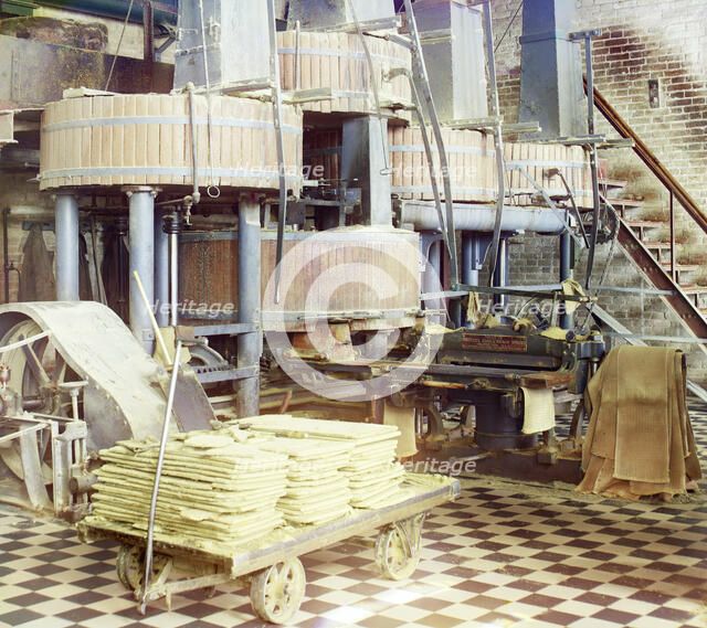 Workshop for extracting cotton oil, Murgab Estate, Bairam-Ali, between 1905 and 1915. Creator: Sergey Mikhaylovich Prokudin-Gorsky.