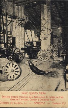 Workshop of Jaime Quinto Piera in Manresa, special section of mechanical for manufacturing wheel…