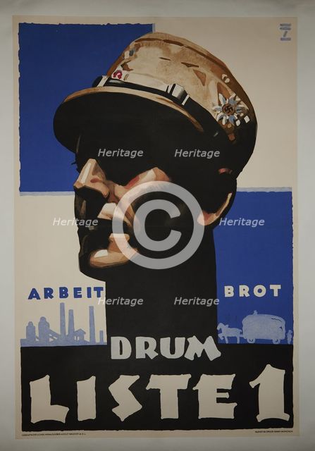 Work, Bread  - therefore List No. 1, 1932. Creator: Hohlwein, Ludwig (1874-1949).