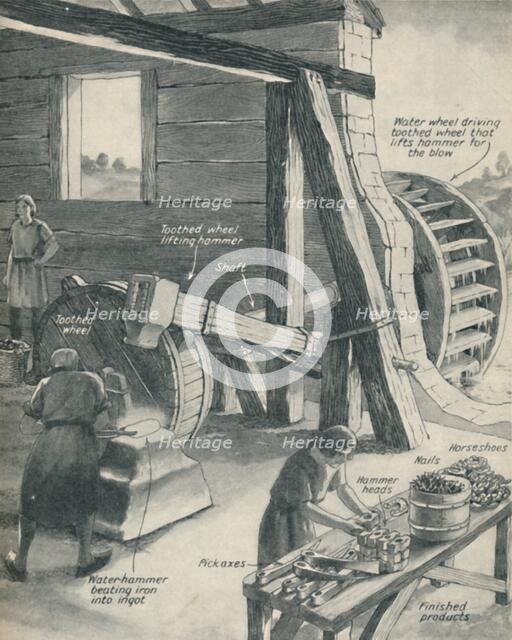 'Work in an Iron Foundry and Smithy During The Period of the Middle Ages', c1934. Artist: Unknown.