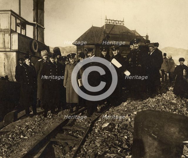 Work Inspection of the Vladivostok Commercial Port by the Maritime Governor-General..., 1917. Creator: Unknown.