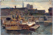 Work on the metro at Notre-Dame bridge, in 1906. Creator: Victor Marec