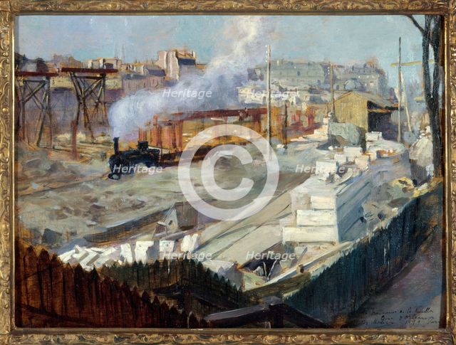 Work on the new Orleans station in 1899. Creator: Victor Marec.