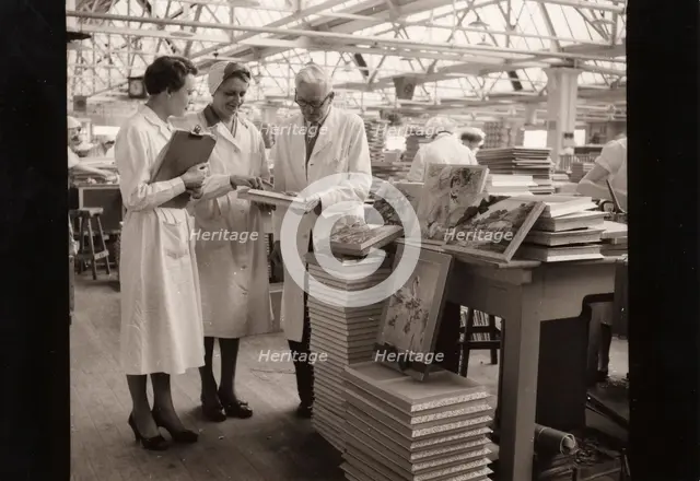 Work study in in the box making department, Rowntree factory, York, Yorkshire, 1954. Artist: Unknown