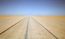 World Land Speed Record course for Bluebird CN7, Lake Eyre, Australia, 1964. Creator: Unknown