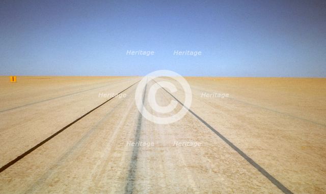 World Land Speed Record course for Bluebird CN7, Lake Eyre, Australia, 1964. Creator: Unknown.