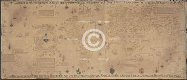 World Map (Propoganda), 1529. Artist: Ribeiro, Diogo (?-1533)