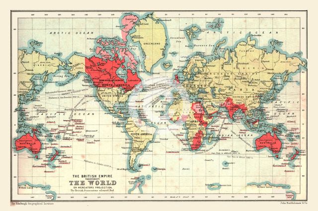 World Map showing the British Empire, 1902.  Creator: Unknown.