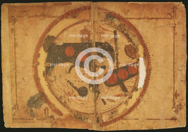 World map. The world, centering on the Persian Gulf, ca 550.