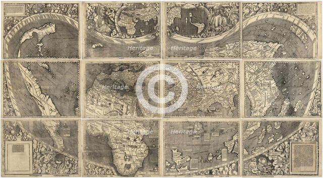 World map Universalis Cosmographia, 1507. Artist: Waldseemüller, Martin (ca 1472-1520)