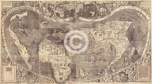 World map Universalis Cosmographia, 1507. Artist: Waldseemüller, Martin (ca 1472-1520)