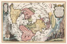 World map with Magellan’s circumnavigation (From Scherer’s Atlas novus), 1702-1703. Artist: Scherer, Heinrich (1628-1704)