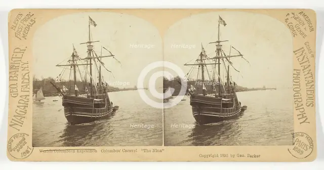 World's Columbian Exposition, Columbus' Caravel, "The Nina", 1887/93. Creator: George Barker.